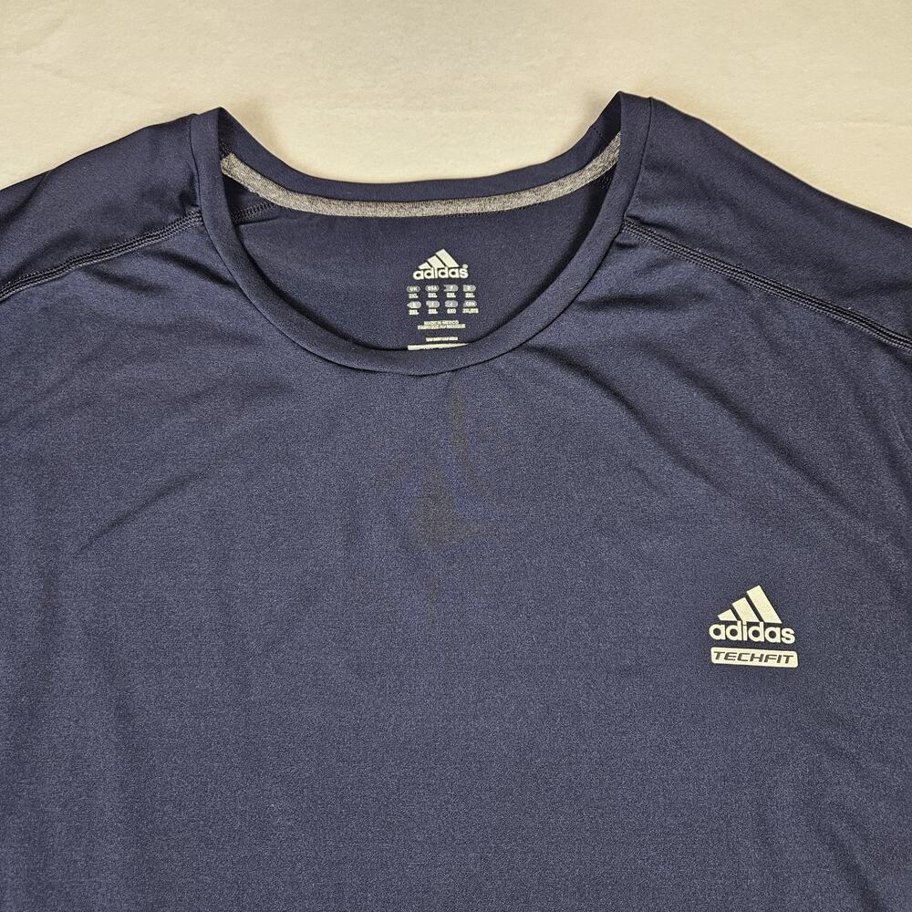 Adidas Climalite Techfit Compression Shirt Men 2XL Short Sleeve Navy Performance - Picture 2 of 11